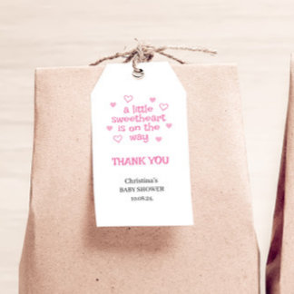 Cute Pink Girl Baby shower Gift Labels Cadeaulabel