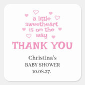 Cute Pink Girl Baby shower Vierkante Sticker (Voorkant)