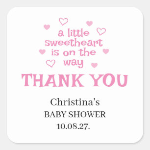 Cute Pink Girl Baby shower Vierkante Sticker