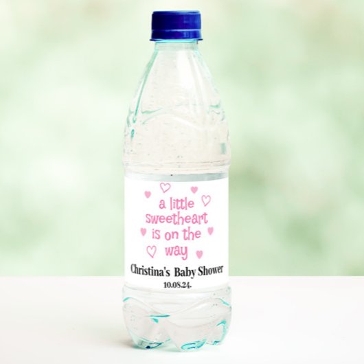 Cute Pink Girl Baby shower Waterfles Etiket