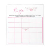 Cute Pink Girl Clothesline Baby shower Bingo Game Notitieblok (Voorkant)