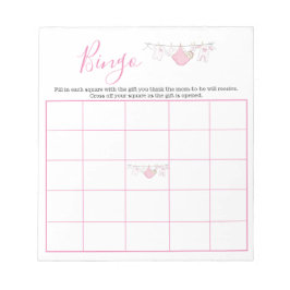 Cute Pink Girl Clothesline Baby shower Bingo Game Notitieblok