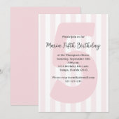 Cute Pink Girl Fifth Birthday Whimsical Kaart (Voorkant / Achterkant)