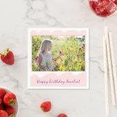 Cute Pink Girl Foto Birthday Party Napkins Servet (Insitu)