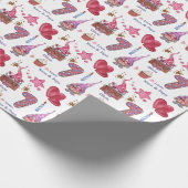 Cute Pink Girl Gnome Seven Year Old Birthday Cadeaupapier (Hoek)
