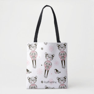 Cute Pink Girl Pattern Persoonlijk Tote Bag