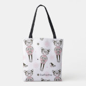 Cute Pink Girl Pattern Persoonlijk Tote Bag (Achterkant)