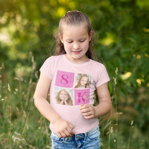 Cute Pink Girl Photo Collage Custom Birthday Party