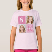 Cute Pink Girl Photo Collage Custom Birthday Party T-shirt (Voorkant)
