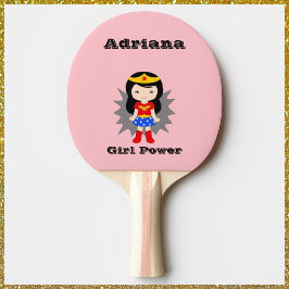 Cute Pink Girl Power Superheld Tafeltennisbatje