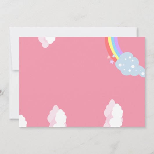 Cute Pink girl Unicorn Birthday Party Kaart (Achterkant)