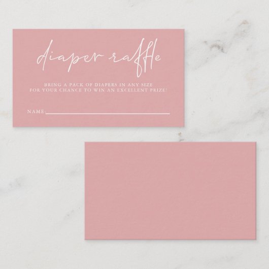 Cute Pink Girls Baby shower Diaper Raffle Informatiekaartje (Voorkant / Achterkant)