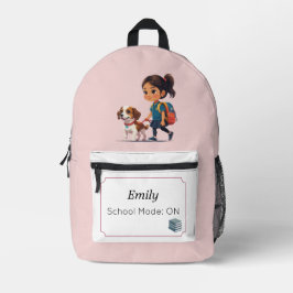 Cute Pink Girl's Backpack with Dog Bedrukte Rugzak