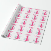 Cute Pink Girls First Birthday Cadeaupapier (Uitgerold)