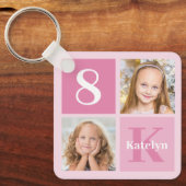 Cute Pink Girls Foto Collage Persoonlijk Sleutelhanger (Voorkant)