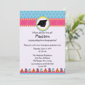 CUTE Pink Girls Kindergarten Afstuderen Uitnodigin Kaart (Staand voorkant)