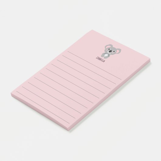 Cute Pink Girls Koala Beer Name Post-it® Notes (Schuin)
