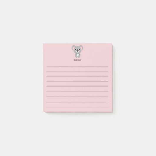 Cute Pink Girls Koala Beer Name Post-it® Notes (Voorkant)