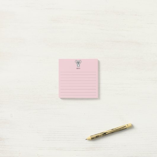 Cute Pink Girls Koala Beer Name Post-it® Notes (Op bureau)