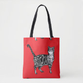 Cute Pink Girls Red Tabby Cat Grocery Canvas tas (Voorkant)