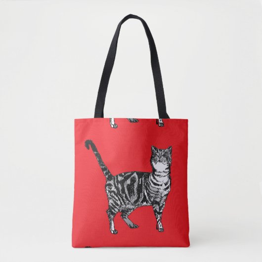 Cute Pink Girls Red Tabby Cat Grocery Canvas tas (Voorkant)