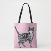 Cute Pink Girls Room Tabby Cat Grocery Canvas tas (Voorkant)