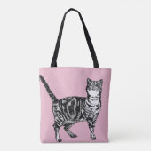 Cute Pink Girls Room Tabby Cat Grocery Canvas tas (Achterkant)