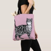 Cute Pink Girls Room Tabby Cat Grocery Canvas tas (Dichtbij)