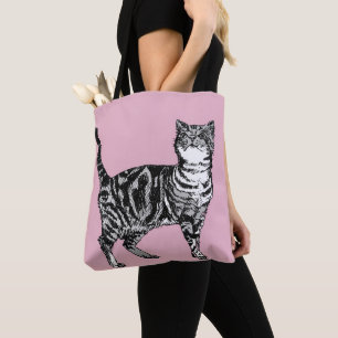 Cute Pink Girls Room Tabby Cat Grocery Canvas tas