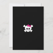 Cute Pink Girls Skull Birthday Invitation Kaart (Achterkant)