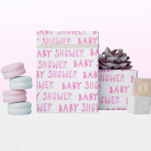 Cute Pink Girly Baby shower Typografie Cadeaupapier