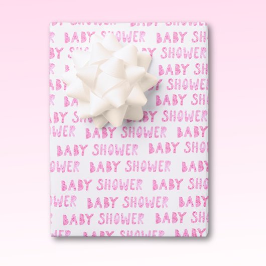 Cute Pink Girly Baby shower Typografie Inpakpapier Vel