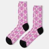 Cute Pink Girly Bunny Face Spring Easter Patterned Sokken (Links)