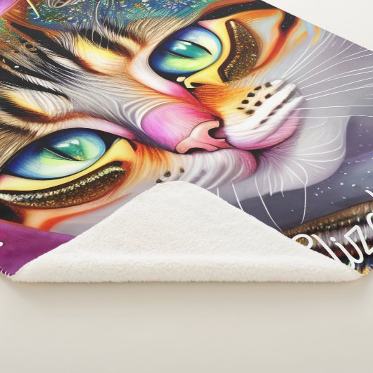 Cute Pink Girly Cat Personalized Name. Sherpa Deken (3/4)