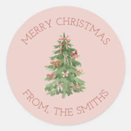 Cute Pink Girly Christmas Tree Gift Stickers