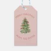 Cute Pink Girly Christmas Tree Gift Stickers Cadeaulabel (Voorkant)
