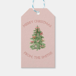 Cute Pink Girly Christmas Tree Gift Stickers Cadeaulabel