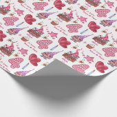 Cute Pink Girly Gnome Vier jaar oude verjaardag Cadeaupapier (Hoek)