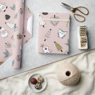 Cute Pink Girly-kerstcadeautjes Cadeaupapier