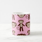 Cute Pink Girly Monkey Collage Patroon Koffiemok (Center)