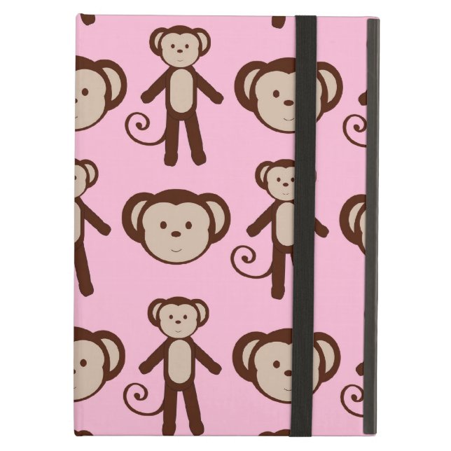 Cute Pink Girly Monkey Girl Collage Patroon iPad Air Hoesje (Voorkant Gesloten)