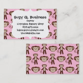 Cute Pink Girly Monkey Girl Collage Patroon Visitekaartje (Voorkant / Achterkant)