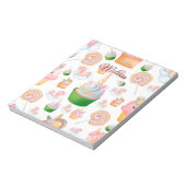 Cute Pink Girly Name Cupcake Unicorn Pattern Notitieblok (Linkerzijde)