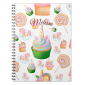Cute Pink Girly Name Cupcake Unicorn Pattern Notitieboek (Voorkant)