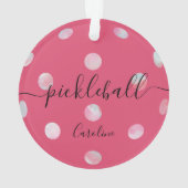 Cute Pink Girly Script Pickleball Ornament (achterkant)