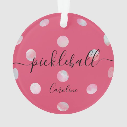 Cute Pink Girly Script Pickleball Ornament (achterkant)