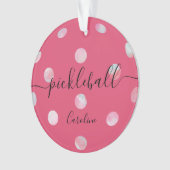 Cute Pink Girly Script Pickleball Ornament (voorkant)