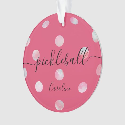 Cute Pink Girly Script Pickleball Ornament (voorkant)