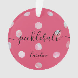 Cute Pink Girly Script Pickleball Ornament