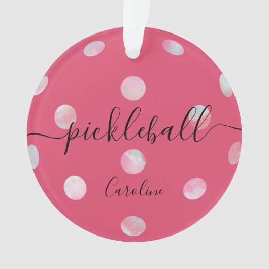 Cute Pink Girly Script Pickleball Ornament (voorkant)